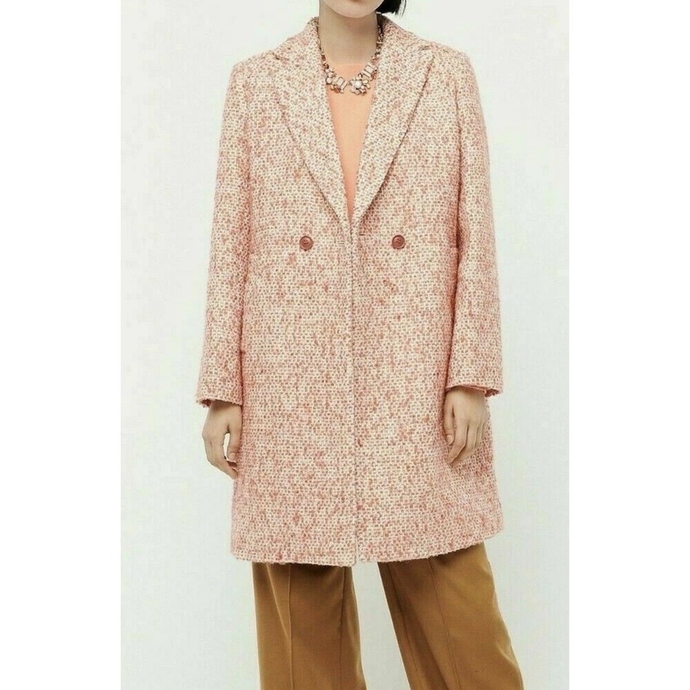 J.CREW DAPHNE TOPCOAT ITALIAN TWEED WOOL SZ 00 FADED GUAVA MULTI H2076 $325